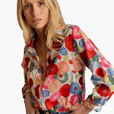 Damen Boho-Bluse mit Blumenmuster | Langarm