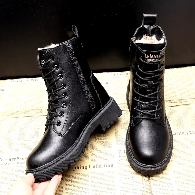 Damen elegante schwarze Stiefel | Wasserdichte