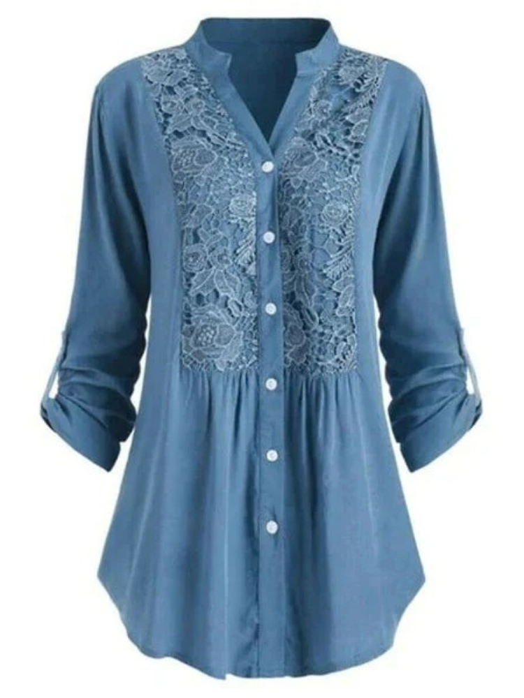 Damen elegante Sommerbluse | Langarm