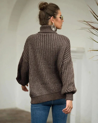 Damen eleganter grober Zopfstrickpullover | Warmer