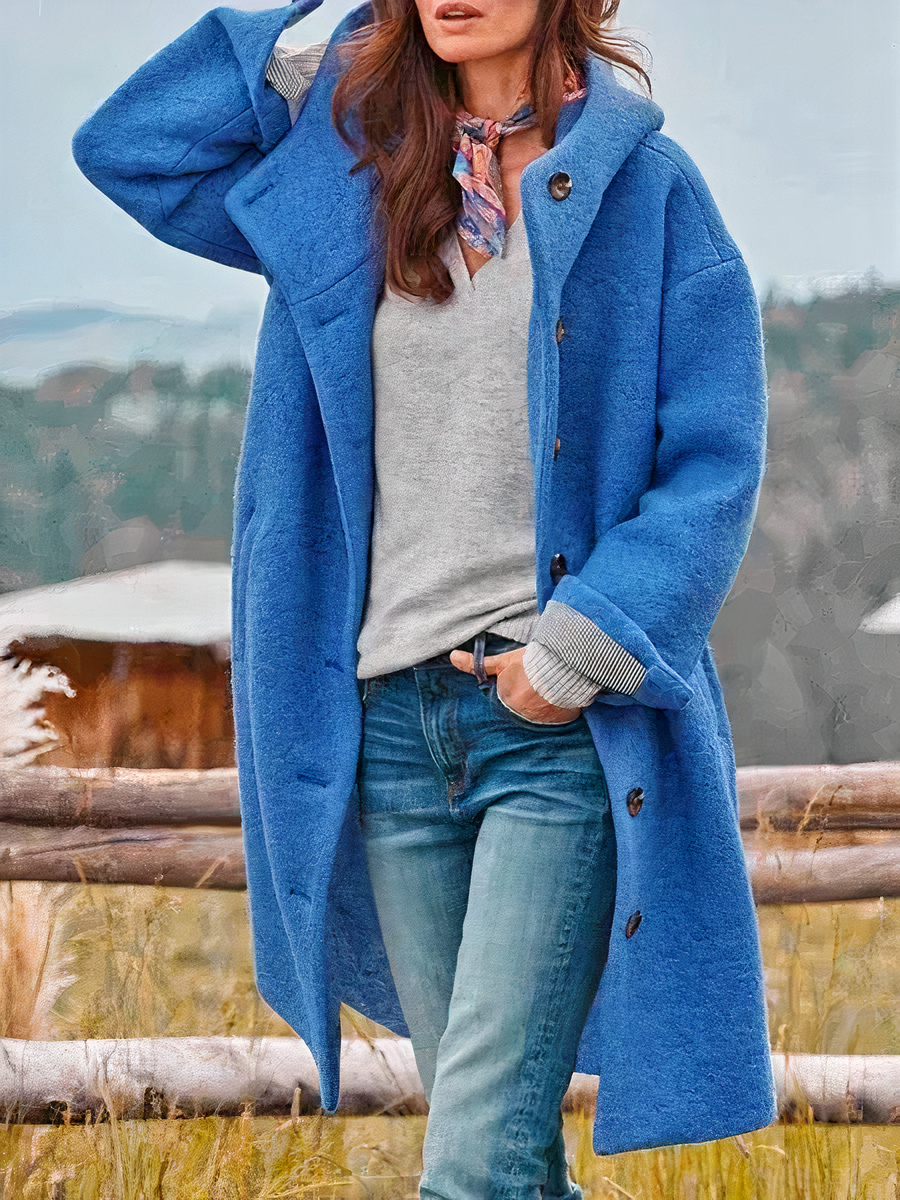 Damen eleganter Mantel mit Kapuze | Warme