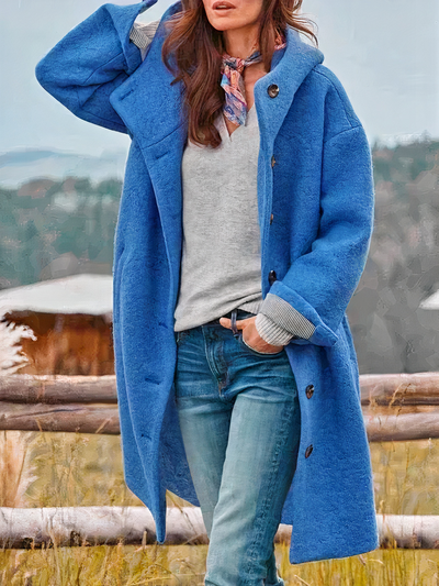 Damen eleganter Mantel mit Kapuze | Warme