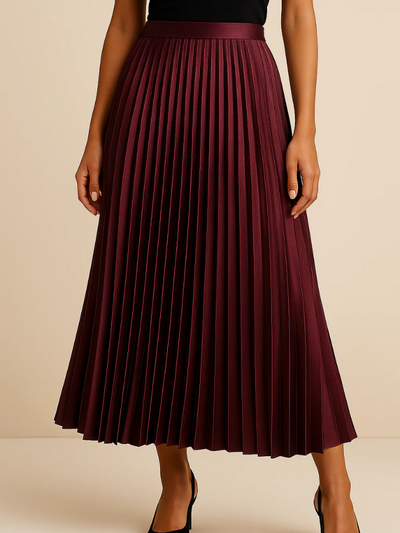 Damen eleganter Midirock mit hoher Taille | Lang