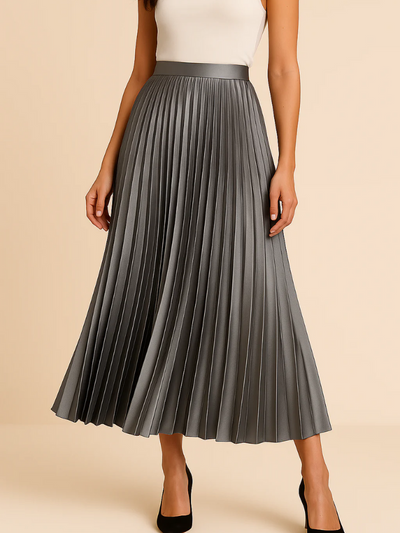 Damen eleganter Midirock mit hoher Taille | Lang