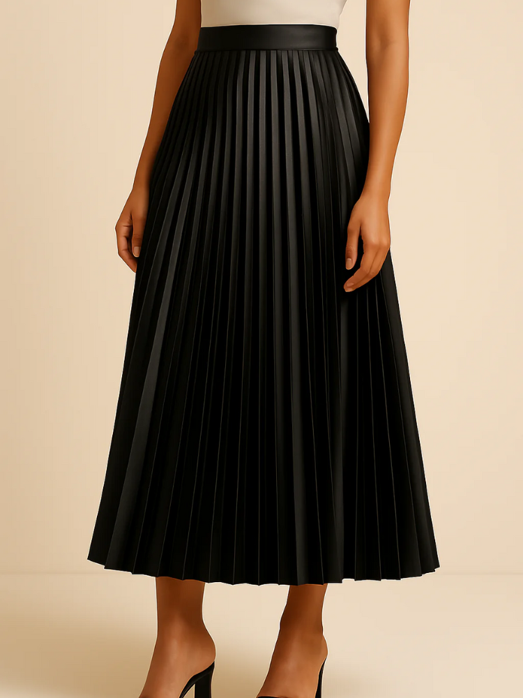 Damen eleganter Midirock mit hoher Taille | Lang