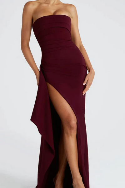 Damen elegantes Abendkleid mit hohem Beinschlitz | Maxi