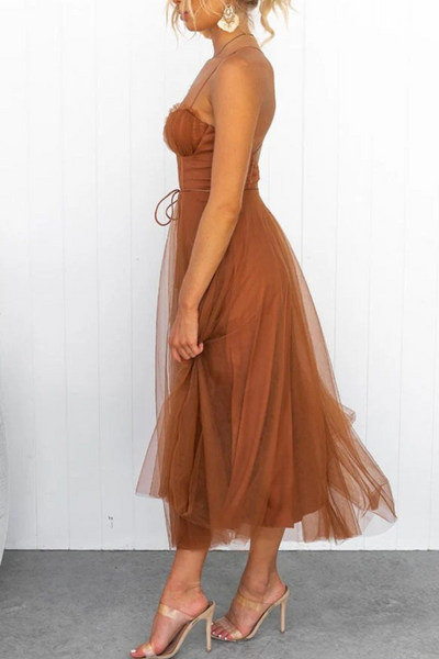 Damen elegantes fließendes Kleid für Hochzeitsgäste | Midi