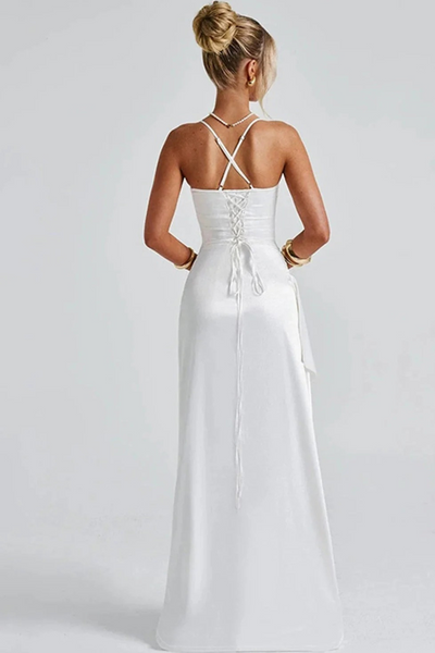 Damen elegantes Kleid für Hochzeitsgäste mit Schlitz | Maxi