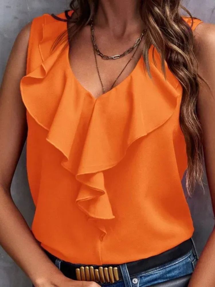 Damen elegantes Oberteil mit V-Ausschnitt | Ärmellos