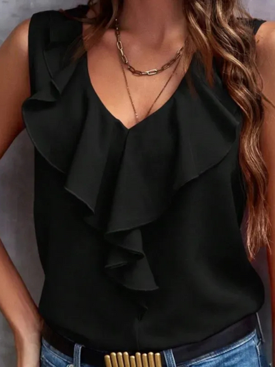 Damen elegantes Oberteil mit V-Ausschnitt | Ärmellos