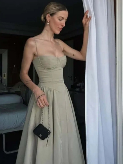 Damen elegantes Taillenformendes Sommerkleid | Midi