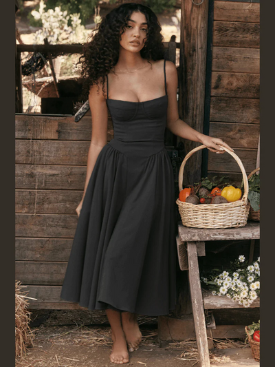 Damen elegantes Taillenformendes Sommerkleid | Midi