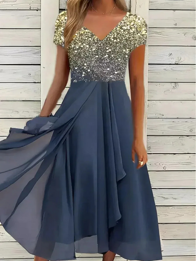 Damen lässiges Vintage-Blumenkleid | Midi