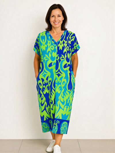 Damen lebendiges luftiges Sommerkleid | Midi