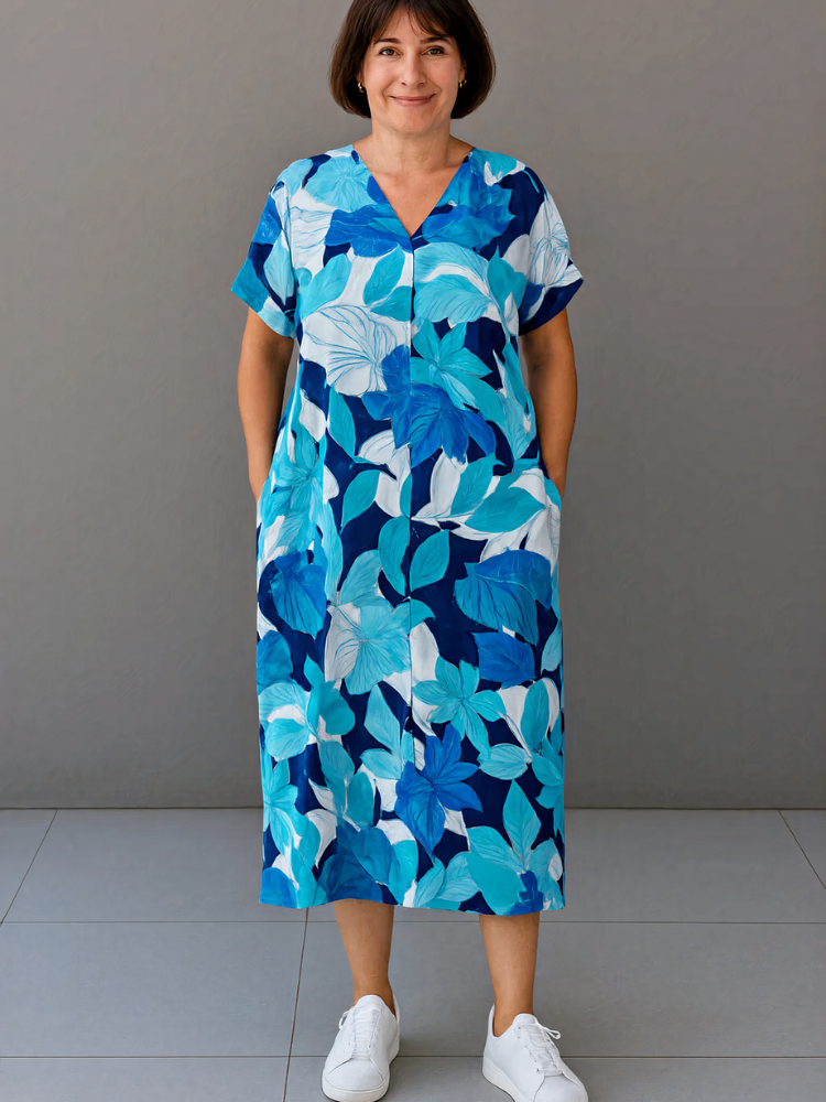 Damen lebendiges luftiges Sommerkleid | Midi