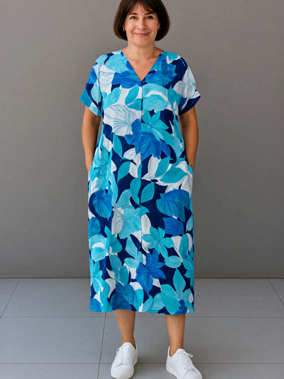 Damen lebendiges luftiges Sommerkleid | Midi