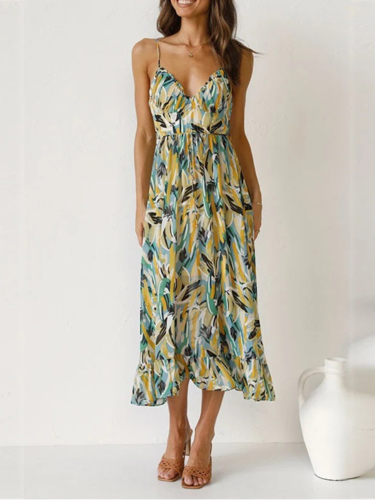 Damen modisches ärmelloses Sommerkleid | Midi