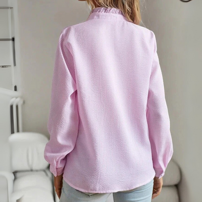 Damen Rüschen-Bürobluse | Langarm