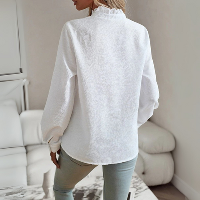 Damen Rüschen-Bürobluse | Langarm