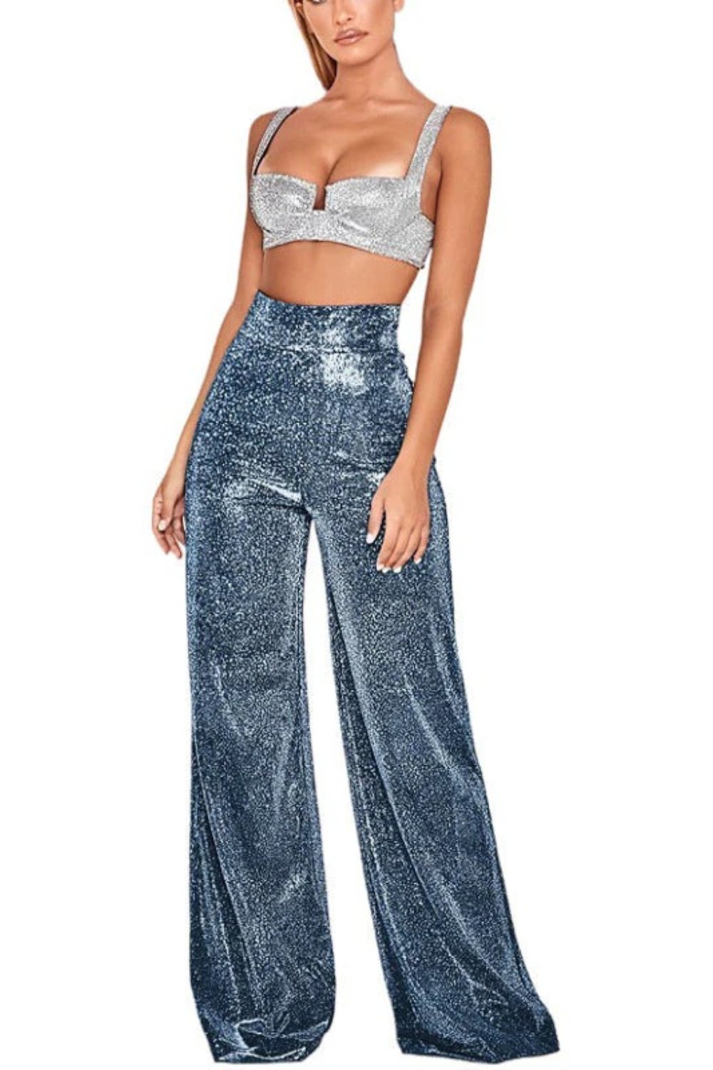 Damen stylische Glitzerhose | Baggy