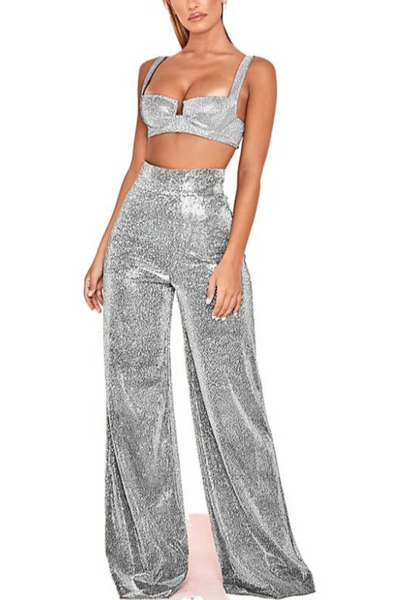 Damen stylische Glitzerhose | Baggy