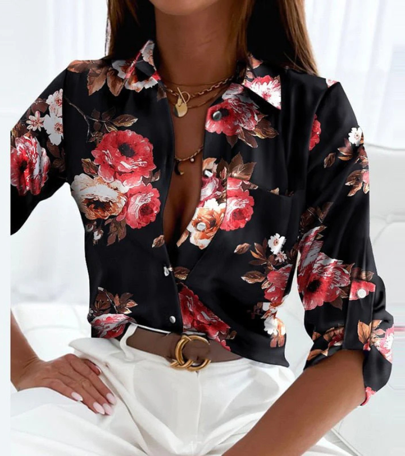 Damen stylische Langarmbluse | Bedrucken