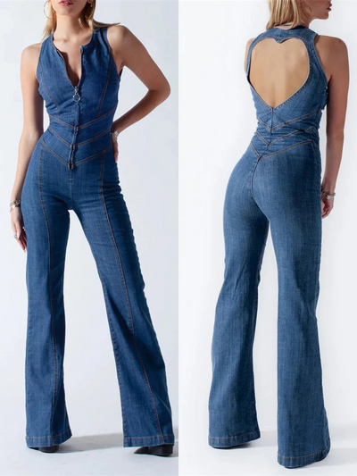 Damen stylischer Denim-Jumpsuit | Sommer