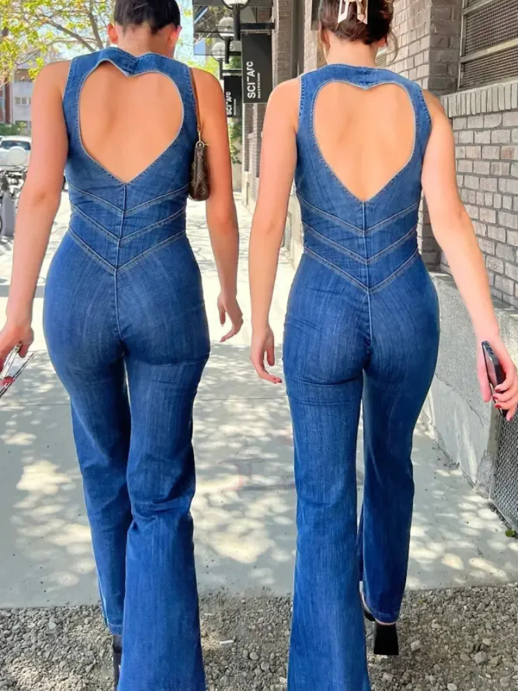 Damen stylischer Denim-Jumpsuit | Sommer