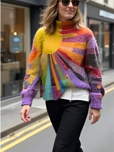 Damen stylischer lebendiger Pullover | Rollkragen