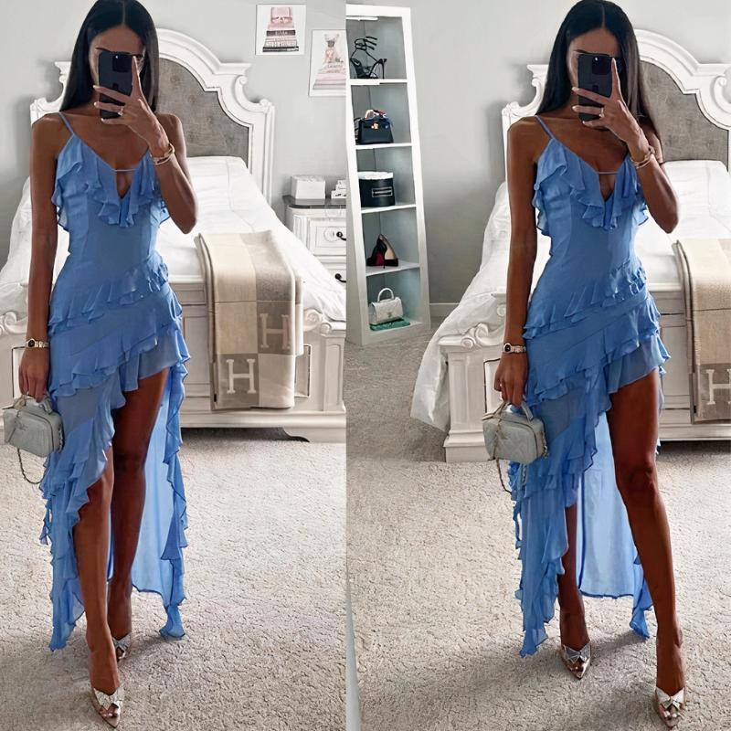 Damen stylisches asymmetrisches Kleid | Midi