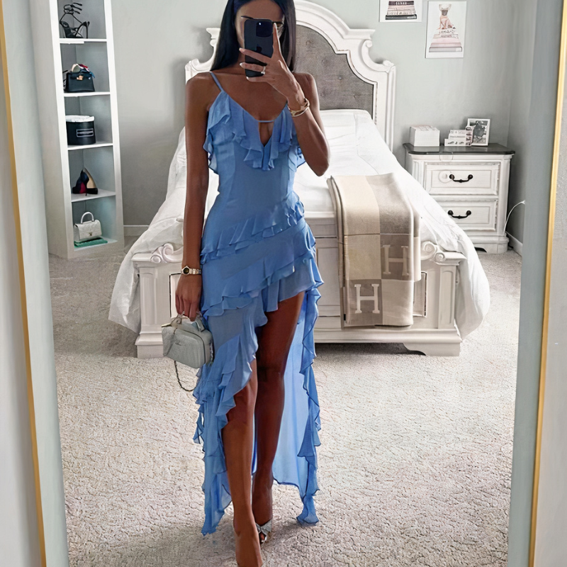 Damen stylisches asymmetrisches Kleid | Midi