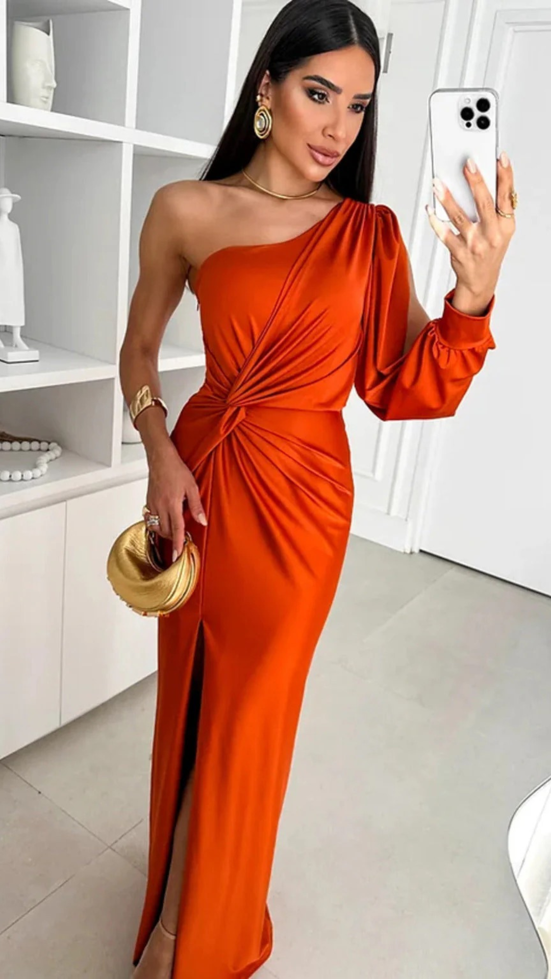 Damen stylisches One-Shoulder-Kleid für Hochzeitsgäste | Maxi