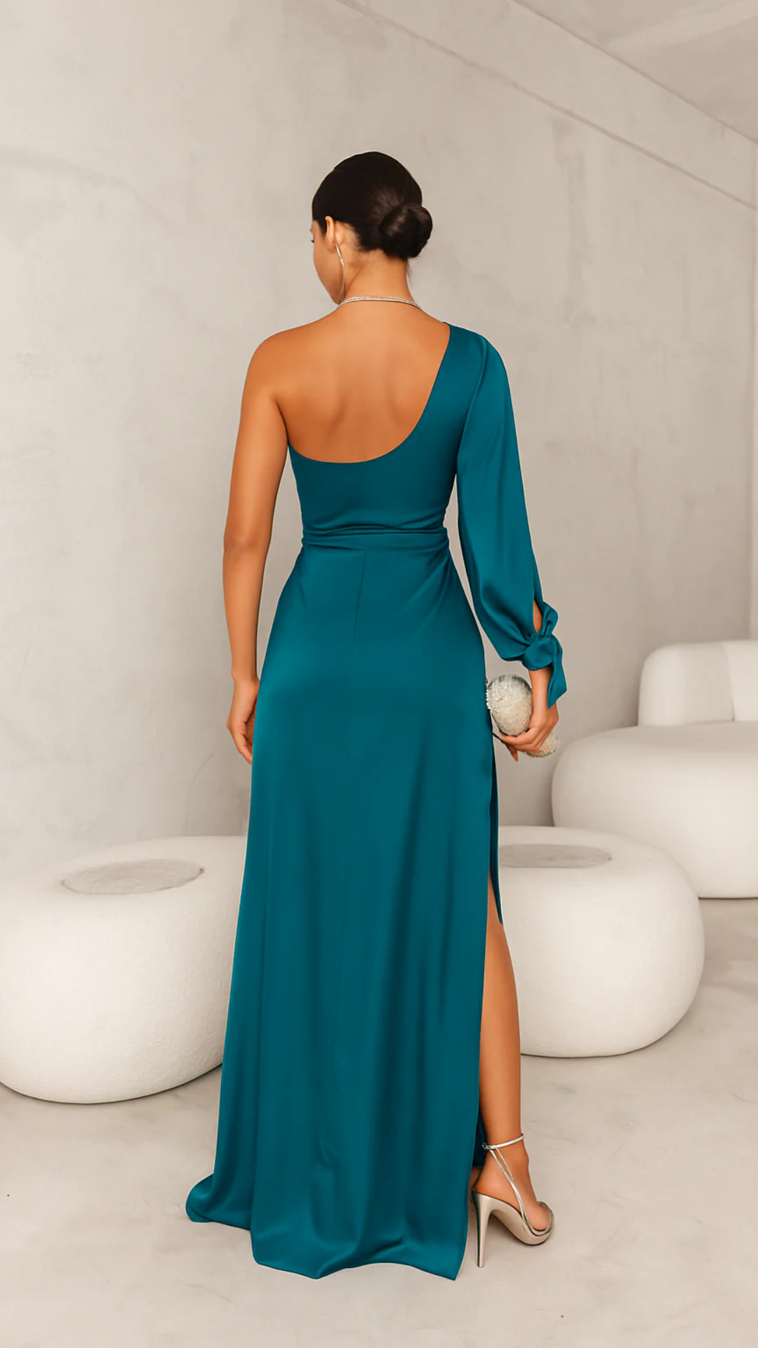 Damen stylisches One-Shoulder-Kleid für Hochzeitsgäste | Maxi