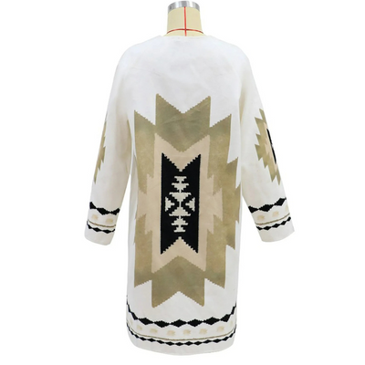 Damen Vintage Bohème Strickjacke | Lang