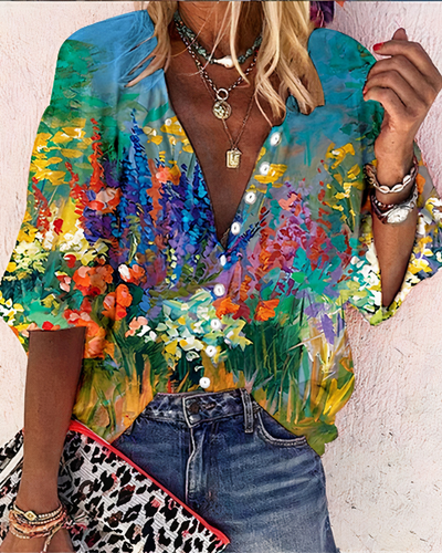 Damen Vintage bunte Bluse | Bedrucken