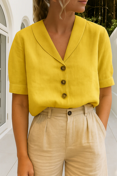 Damen Vintage elegante Bluse | Kurzarm