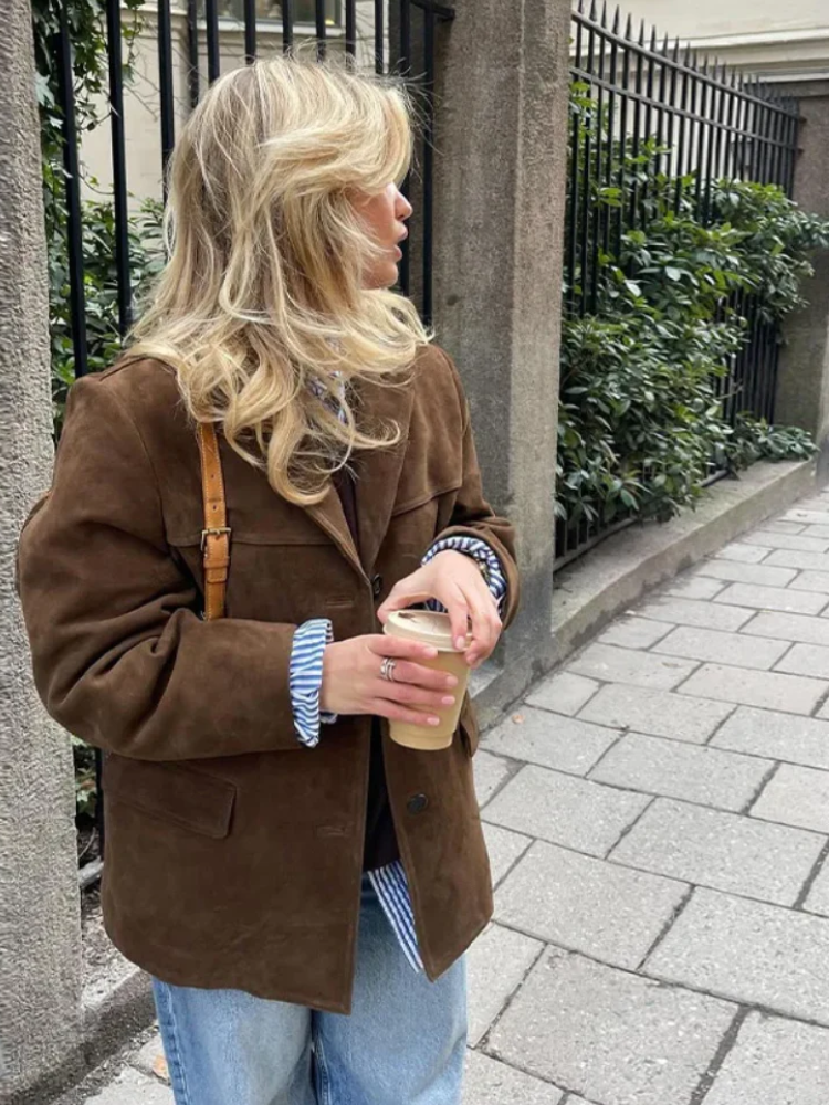 Damen Vintage-Herbstmantel | übergroß