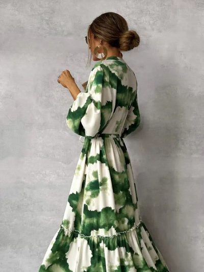 Damen Vintage Kleid mit langen Ärmeln | Maxi