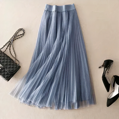 Damen Vintage langer Tüllrock | Plissee
