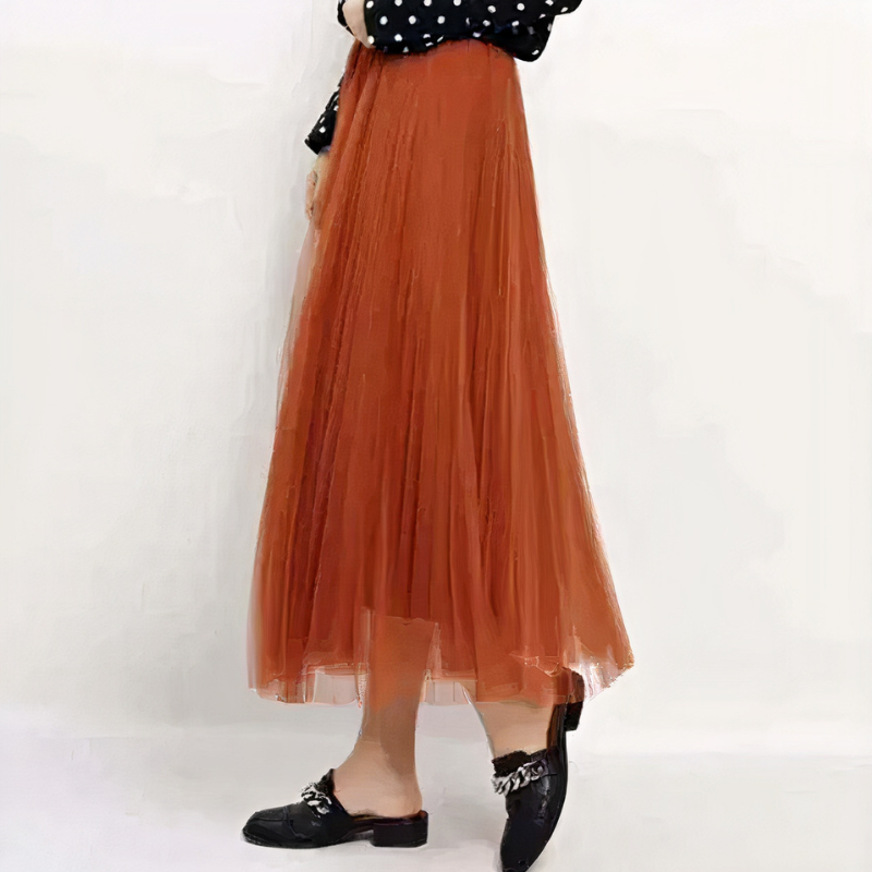 Damen Vintage langer Tüllrock | Plissee