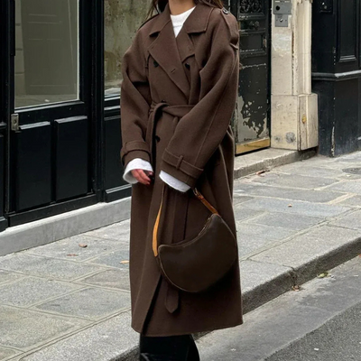Damen Vintage-Trenchcoat mit Gürtel | Lang