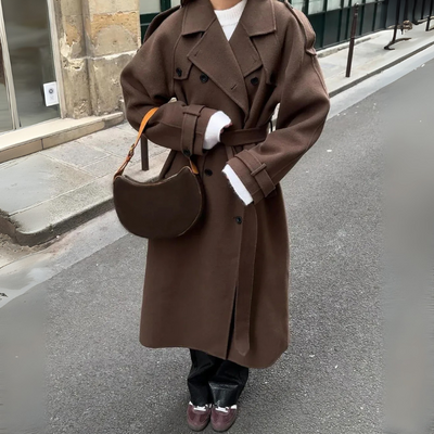 Damen Vintage-Trenchcoat mit Gürtel | Lang