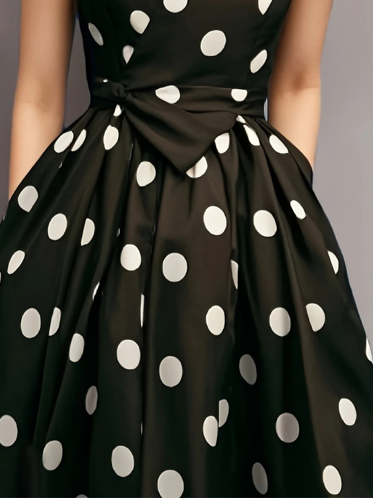 Damen Vintage-Wickelkleid mit Polka-Dots | Midi