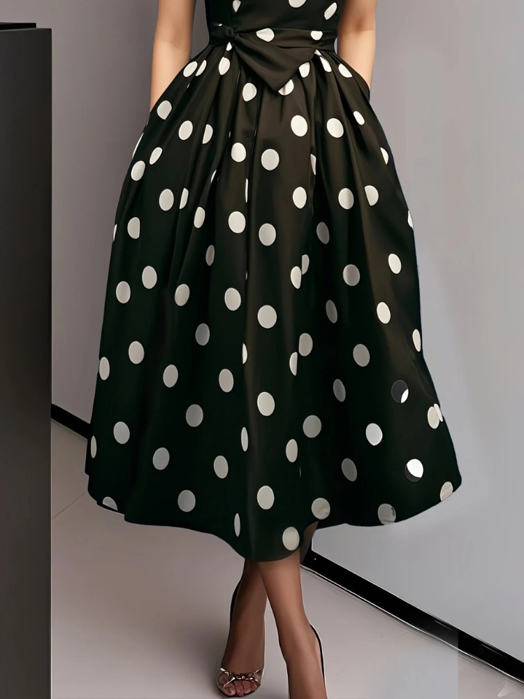Damen Vintage-Wickelkleid mit Polka-Dots | Midi