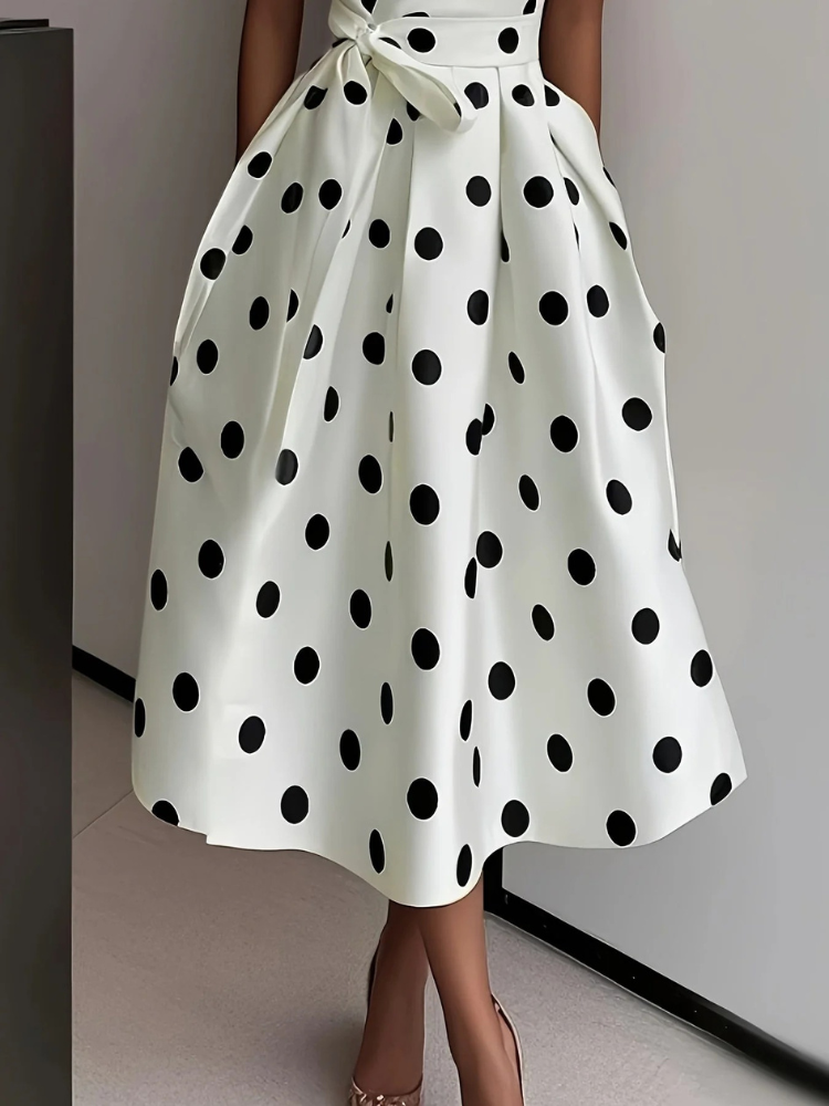 Damen Vintage-Wickelkleid mit Polka-Dots | Midi