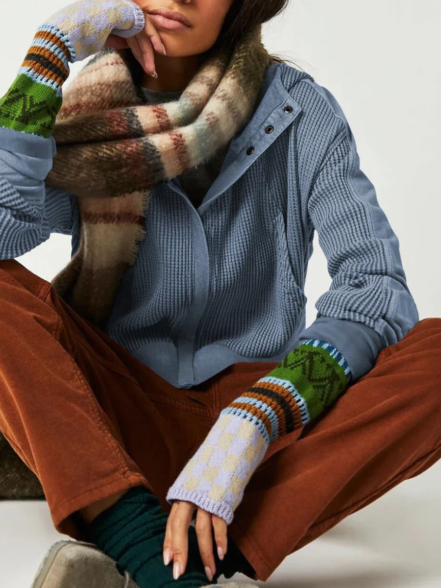 Damen stylische Waffel-Kapuzenjacke | Leichte