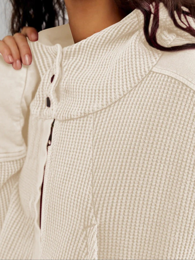 Damen stylische Waffel-Kapuzenjacke | Leichte