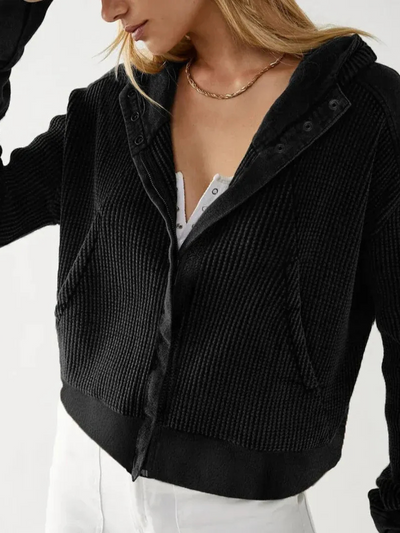 Damen stylische Waffel-Kapuzenjacke | Leichte