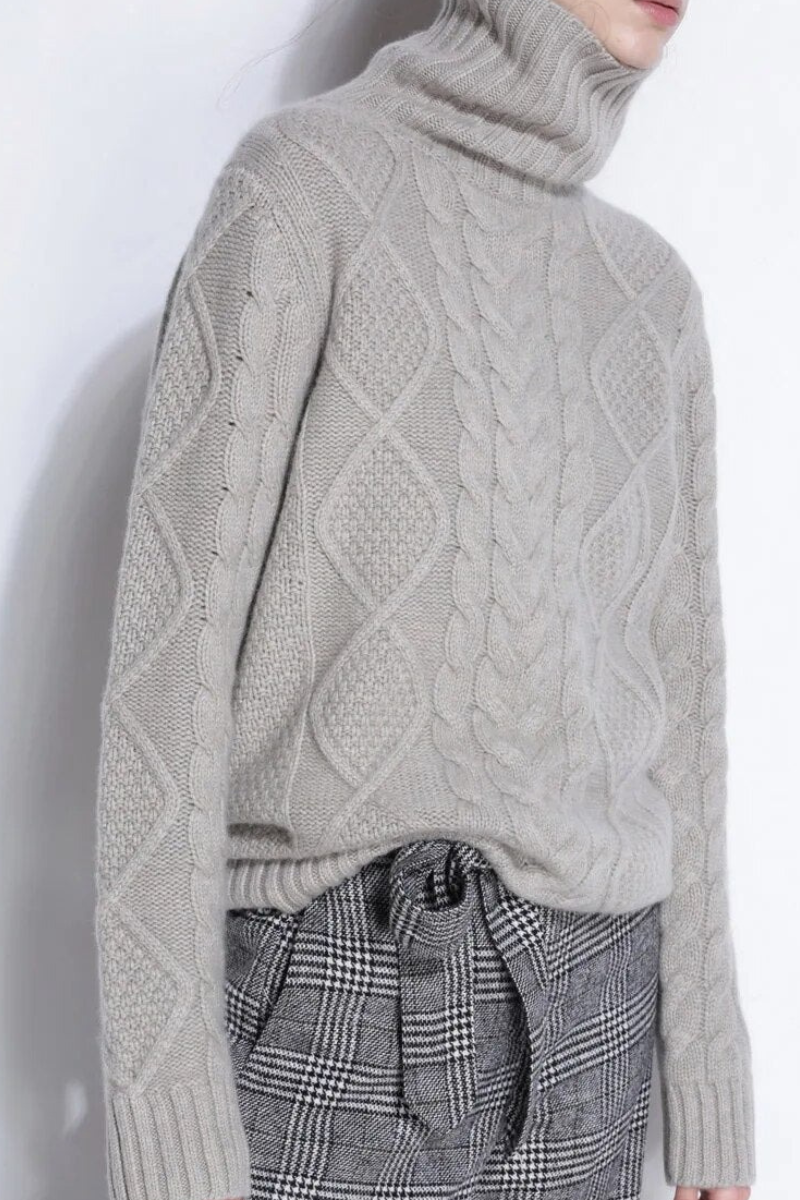 Damen warmer und dicker Pullover | Rollkragen