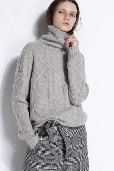 Damen warmer und dicker Pullover | Rollkragen